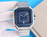 Swiss Grade Replica Cartier Santos Stainless Steel Blue Dial Watch 39.8mm